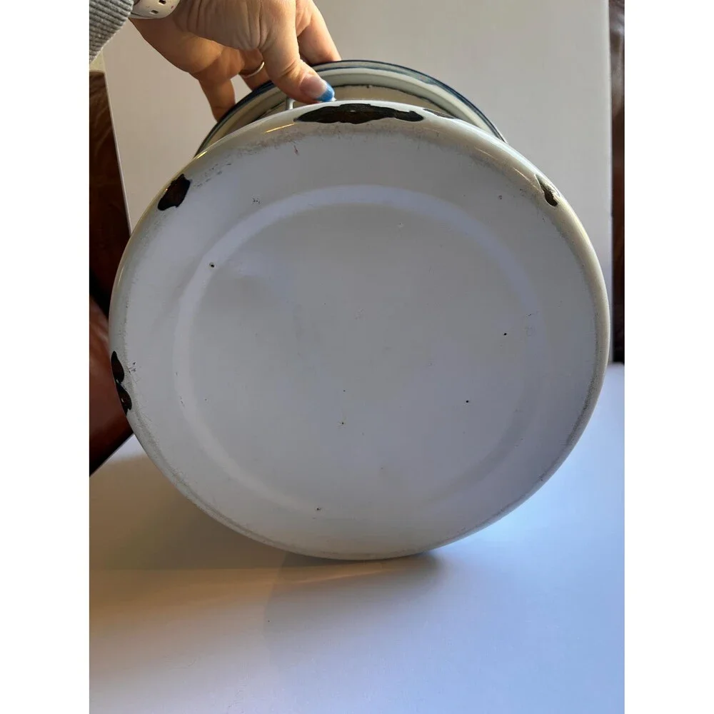 Vintage Federal Enamelware Pot | Retro Kitchen Storage Canister | Diaper Pail
